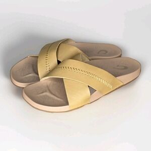 NWOT Olukai Kipe a Olu Womens Sandal Slides US 7 Brown Leather